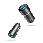 Автомобильное зарядное устройство + cable microUSB SkyDolphin SZ02V 2USB 2.4A Aluminium Black (AZP-000073)