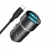Автомобильное зарядное устройство + cable microUSB SkyDolphin SZ02V 2USB 2.4A Aluminium Black (AZP-000073)