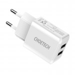 Сетевое зарядное устройство Choetech 2USB 2A White (C0030)