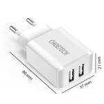 Сетевое зарядное устройство Choetech 2USB 2A White (C0030)
