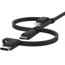Кабель 3в1 USB-Lightning-microUSB-Type-C Belkin Boost Charge Universal MFi 1m Black (CAC001bt1MBK)