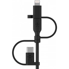 Кабель 3в1 USB-Lightning-microUSB-Type-C Belkin Boost Charge Universal MFi 1m Black (CAC001bt1MBK)