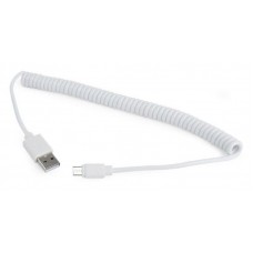 Кабель USB-MicroUSB Cablexpert 1.8m спиральный White