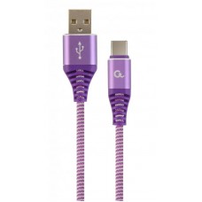 Кабель USB-Type-C Cablexpert премиум 2.1A 1m Violet (CC-USB2B-AMCM-1M-PW)