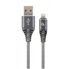 Кабель USB-Lightning Cablexpert премиум 1m 2.1A Grey (CC-USB2B-AMLM-1M-WB2)