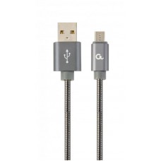 Кабель USB-MicroUSB Cablexpert премиум 2.1A 2m Grey (CC-USB2S-AMmBM-2M-BG)
