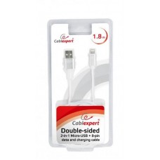 Кабель 2 в 1 USB-Lightning-MicroUSB Cablexpert 1.8m Grey