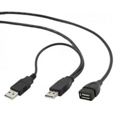 Удлинитель Gembird USB-USB 2.0 AM-AF двойной 0.9m Black (CCP-USB22-AMAF-3)
