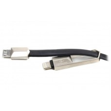 Кабель 2 в 1 USB-Lightning-MicroUSB Cablexpert 2.0 Premium плоский 1m Black