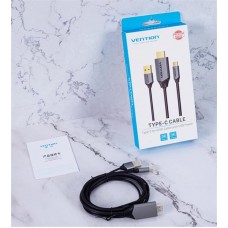 Кабель Type-C-HDMI v.2.0 Vention 4K 60Hz gold-plated 1.5m Black (CGTBG)