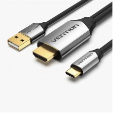 Кабель Type-C-HDMI v.2.0 Vention 4K 60Hz gold-plated 1.5m Black (CGTBG)