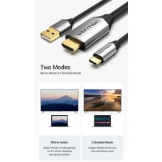 Кабель Type-C-HDMI v.2.0 Vention 4K 60Hz gold-plated 1.5m Black (CGTBG)