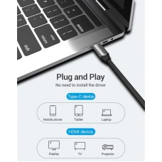 Кабель Type-C-HDMI v.2.0 Vention 4K 60Hz gold-plated 1.5m Black (CGTBG)