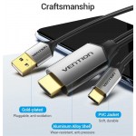 Кабель Type-C-HDMI v.2.0 Vention 4K 60Hz gold-plated 1.5m Black (CGTBG)
