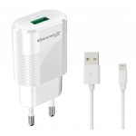 Сетевое зарядное устройство Grand-X 1USB 2.1А White (CH-17WL) + cable USB-Lightning