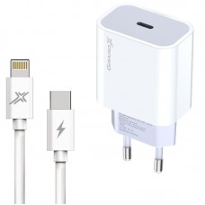 СЗУ Grand-X 1Type-C 20W PD 3.0 QC 4.0 AFC FCP White + Cable Type-C-Lightning (CH-770L)