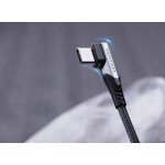 Кабель USB-Type-C Vention 90 прямой угол nickel-plated 3A 480Mbps 1.5m Black (COEHG)