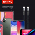Кабель ColorWay Lightning-Type-C PD 30W 3A 2m Grey (CW-CBPDCL036-GR)