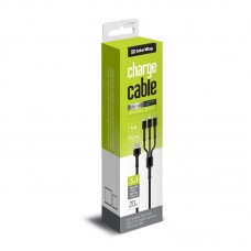 Кабель ColorWay 3 в 1 USB-Lightning-MicroUSB-Type-C 1.2m Dark Grey (CW-CBU3003-GR)