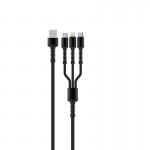 Кабель ColorWay 3 в 1 USB-Lightning-MicroUSB-Type-C 1.2m Dark Grey (CW-CBU3003-GR)