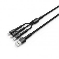 Кабель ColorWay 3 в 1 USB-Lightning-MicroUSB-Type-C 1.2m Dark Grey (CW-CBU3003-GR)