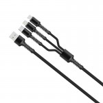 Кабель ColorWay 3 в 1 USB-Lightning-MicroUSB-Type-C 1.2m Dark Grey (CW-CBU3003-GR)