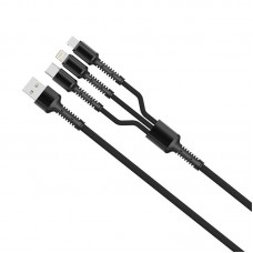 Кабель ColorWay 3 в 1 USB-Lightning-MicroUSB-Type-C 1.2m Dark Grey (CW-CBU3003-GR)
