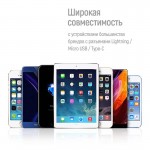 Кабель ColorWay 3 в 1 USB-Lightning-MicroUSB-Type-C 1.2m Dark Grey (CW-CBU3003-GR)
