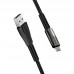 Кабель ColorWay USB-Type-C Zinc Alloy led 2.4А 1m Black (CW-CBUC035-BK)