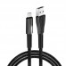 Кабель ColorWay USB-Type-C Zinc Alloy led 2.4А 1m Black (CW-CBUC035-BK)