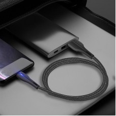Кабель ColorWay USB-Lightning 2.4А 1m PVC Led Black (CW-CBUL034-BK)