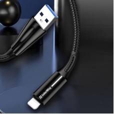 Кабель ColorWay USB-Lightning 2.4А 1m Zinc Alloy Led Black (CW-CBUL035-BK)