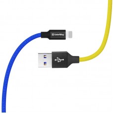Кабель USB-Lightning ColorWay 2.4А 1m Blue/Yellow (CW-CBUL052-BLY)