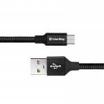 Кабель USB-MicroUSB ColorWay 2.4A 0.25m Black (CW-CBUM048-BK)