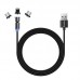 Кабель ColorWay 3 в 1 USB-Lightning-MicroUSB-Type-C Magnetic Rotation 540° 2.4А 1m Black (CW-CBUU037