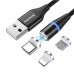 Кабель ColorWay 3 в 1 USB-Lightning-MicroUSB-Type-C Magnetic 2.4A 1m Black (CW-CBUU038-BK)