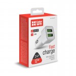 Автомобильное зарядное устройство ColorWay AutoID 2USB 2.4A White (CW-CHA009-WT)