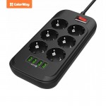 Сетевой фильтр ColorWay (CW-CHE64B) 6 розеток 4USB 2m 10A Black