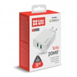 Сетевое зарядное устройство ColorWay QC3.0 2USB 3A 36W White (CW-CHS017Q-WT)