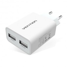 Адаптер сетевой Vention Dual USB Charger 2USB 2.4A White (DC5200-W)