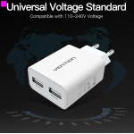 Сетевое зарядное устройство Vention Dual USB Charger 2USB 2.4A White (DC5200-W)