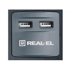 Сетевой фильтр REAL-EL RS-8F 8 розеток 2USB 3m 16A Black