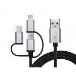 Кабель 3 в 1 USB-Lightning-MicroUSB-Type-C REAL-EL Premium 1m Black (EL123500035)