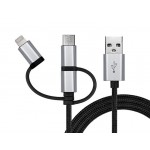 Кабель 3 в 1 USB-Lightning-MicroUSB-Type-C REAL-EL Premium 1m Black (EL123500035)