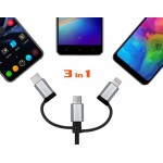 Кабель 3 в 1 USB-Lightning-MicroUSB-Type-C REAL-EL Premium 1m Black (EL123500035)