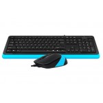 Комплект клавиатура + мышь A4Tech F1010 Black/Blue USB
