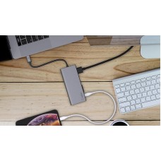 USB HUB Belkin 6 в 1 Type-C-HDMI-RJ45-USB 2USB 3.0 1Type-C 60W 4K 30Hz 5Gbps Grey (F4U092BTSGY)