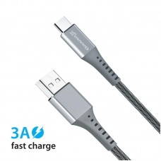 Кабель USB-Type-C Grand-X 3A 1.2m Fast Сharge Grey (FC-12G)