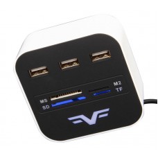 USB HUB Frime 3USB 2.0 USB-SD-TF Black/White (FHC-AllinOne3p2W)