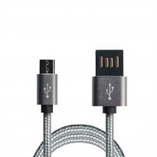 Кабель USB-MicroUSB Grand-X 1m Grey/Black (FM02)